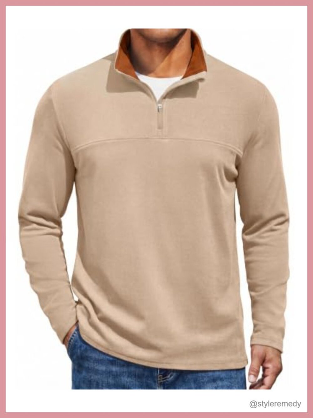 Mens Quarter Zip Pullover Mock Neck Fleece Sweatshirt Long Sleeve